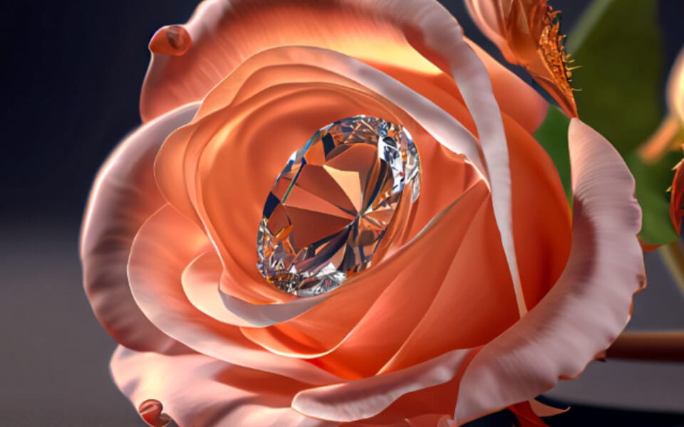 A diamond solitaire nestled in a rose — how to choose the perfect diamond