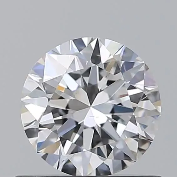 0.70 carat round cut diamond, E color, VS2 clarity, face-up view