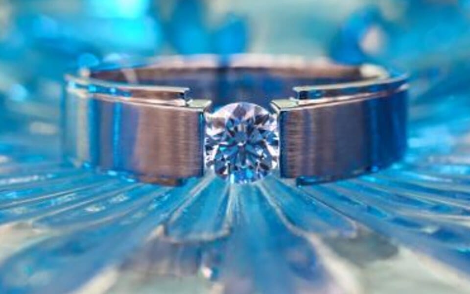 A sparkling diamond ring — moissanite vs a diamond compared