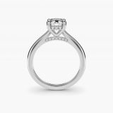 Bague de fiançailles solitaire rond brillant halo caché, petite, vue de profil