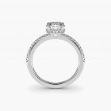 Bague de fiançailles rond brillant micro-pavé halo caché, petite, vue de profil
