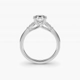 Round Diamond Pear Side-Stone Engagement Ring, profile view