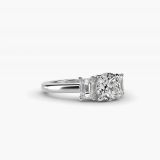 Round Three-Stone Diamond Engagement Ring, side view