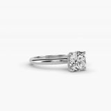 Round Solitaire Engagement Ring with Pavé Basket, side view