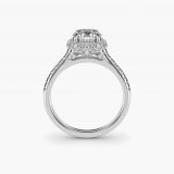Round Falling-Edge Pave Diamond Halo Engagement Ring, profile view