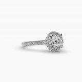 Round Falling-Edge Pave Diamond Halo Engagement Ring, side view