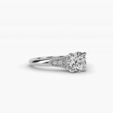 Round Art Deco Fleur-de-Lis Vintage Engagement Ring, side view