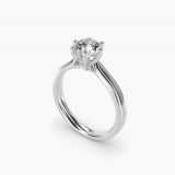 Round Solitaire Engagement Ring with Intricate Basket, three-quarter view