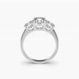 Round Three-Stone Pavé Diamond Engagement Ring, profile view
