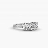 Round Three-Stone Pavé Diamond Engagement Ring, side view
