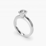 Round Flat-Edge Solitaire Engagement Ring, three-quarter view