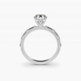 Round Floating Diamond Line Side-Stone Engagement Ring, profile view
