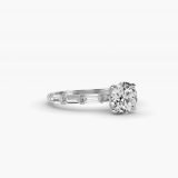 Round Floating Diamond Line Side-Stone Engagement Ring, side view