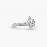 Round Compass-Point Diamond Accent Engagement Ring, side view