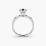 Round Straight Baguette Row Side-Stone Engagement Ring, profile view