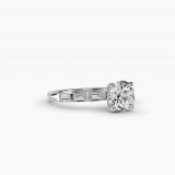 Round Straight Baguette Row Side-Stone Engagement Ring, side view