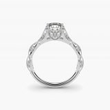 Bague de fiançailles rond brillant navette milgrain vintage, vue de profil