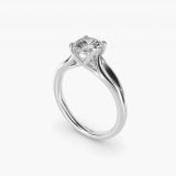 Bague de fiançailles solitaire rond brillant à feuilles, vue de trois quarts