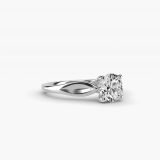 Bague de fiançailles solitaire rond brillant à feuilles, vue de côté
