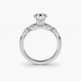 Round Petite Vintage Pavé Leaf Diamond Engagement Ring, profile view