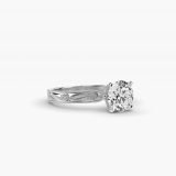 Bague de fiançailles solitaire diamant rond gravé, vue de côté