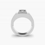 Bague de fiançailles homme diamant rond serti rail, vue de profil
