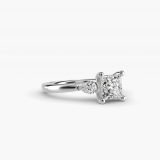 Princess-Cut Side-Stone Pear Accent Diamond Engagement Ring, side view