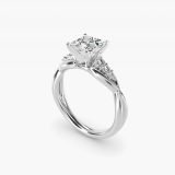Princess-Cut Delicate Twist Petite Diamond Engagement Ring, three-quarter view