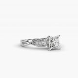 Princess-Cut Delicate Twist Petite Diamond Engagement Ring, side view
