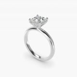 Princess-Cut Pavé Basket Solitaire Engagement Ring, three-quarter view