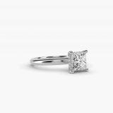 Princess-Cut Pavé Basket Solitaire Engagement Ring, side view