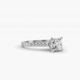 Princess-Cut Diamond Pavé Engagement Ring, side view