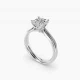 Princess-Cut Intricate Basket Solitaire Engagement Ring, three-quarter view
