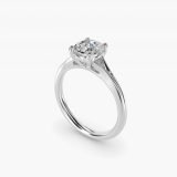 Bague solitaire à anneau fendu petite taille coussin, vue de trois quarts