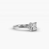 Bague solitaire à anneau fendu petite taille coussin, vue de côté