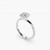 Cushion-Cut Knife-Edge Solitaire Engagement Ring, three-quarter view