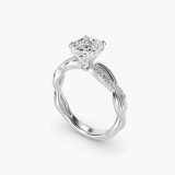 Cushion-Cut Solo Infinity Pave Engagement Ring, three-quarter view