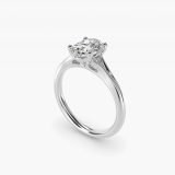 Oval Petite Split-Shank Solitaire Engagement Ring, three-quarter view