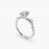 Oval Diamond Whisper Side-Stone Engagement Ring, three-quarter view