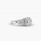 Oval Escalating Baguette Side-Stone Engagement Ring, side view