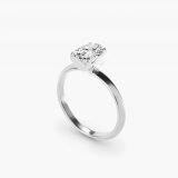 Oval Knife-Edge Solitaire Diamond Engagement Ring, three-quarter view