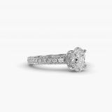 Oval Milgrain Lace Pave Vintage Engagement Ring, side view