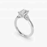 Emerald-Cut Pear Side-Stone Diamond Engagement Ring, three-quarter view