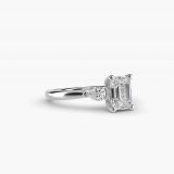 Emerald-Cut Pear Side-Stone Diamond Engagement Ring, side view