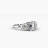 Emerald-Cut Escalating Baguette Side-Stone Engagement Ring, side view