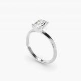 Emerald-Cut Knife-Edge Solitaire Engagement Ring, three-quarter view