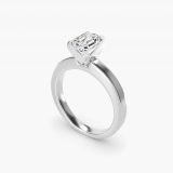 Emerald-Cut Flat-Edge Solitaire Engagement Ring, three-quarter view