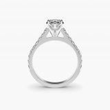Bague de fiançailles diamant taille poire pavée, vue de profil