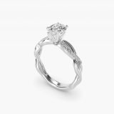 Bague de fiançailles taille poire solo infini pavée, vue de trois quarts