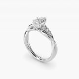 Marquise Delicate Twist Petite Diamond Engagement Ring, three-quarter view